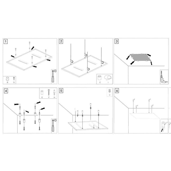 Kit de montage au plafond pour les tubes radiants Cronos, longueur de câble 1m, en acier inoxydable