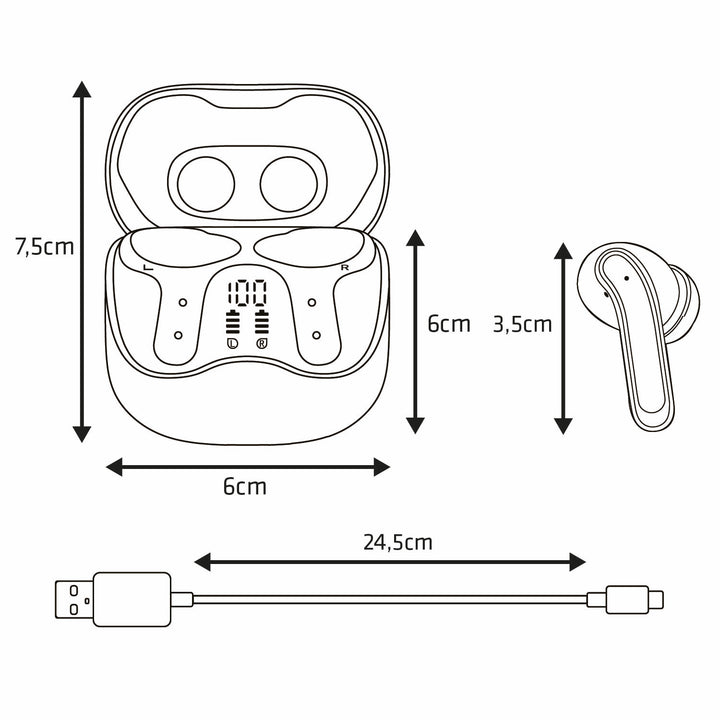 Casque sans fil Audiocore, ANC hybride, ENC, 6 microphones, étui de chargement, Tuya, AC591 PRO