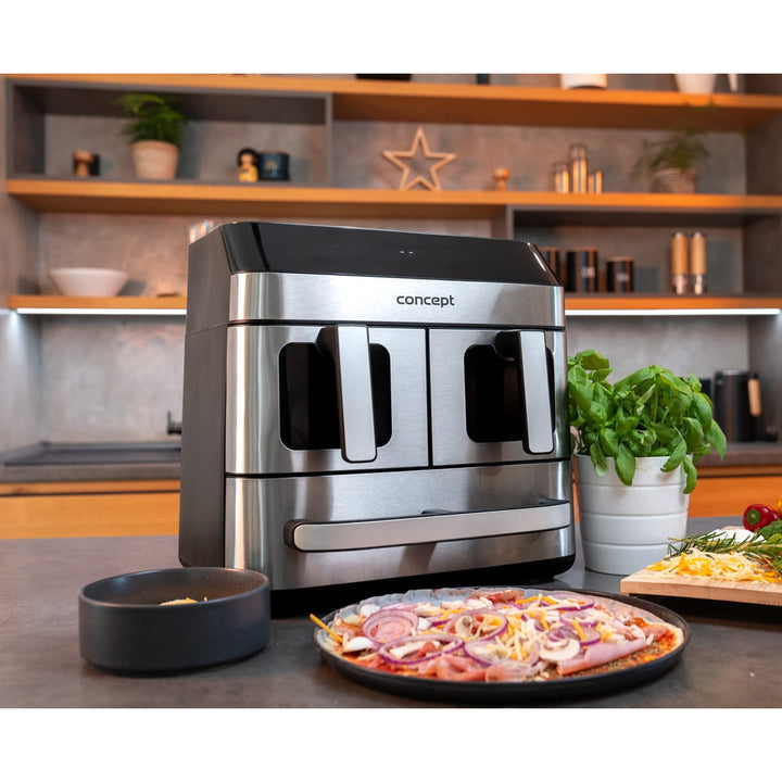 Concept friteuse sans graisse, 3 tiroirs séparés, cuisson synchronisée, 8 programmes préréglés, FR9000