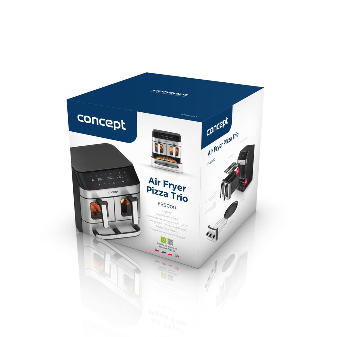 Concept friteuse sans graisse, 3 tiroirs séparés, cuisson synchronisée, 8 programmes préréglés, FR9000