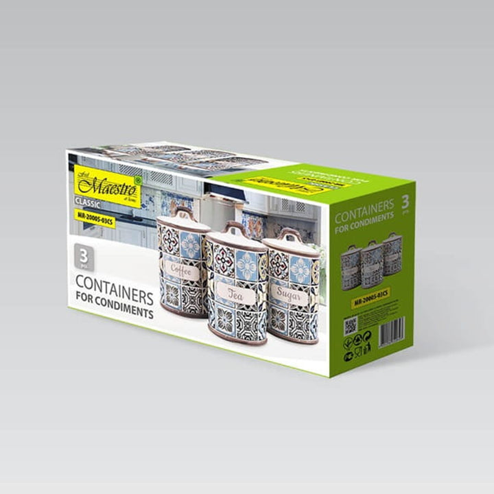 Holiday in Porto Set de récipients en céramique Maestro, 3 éléments, capacité 800ml, joint en silicone, MR-20005-03CS