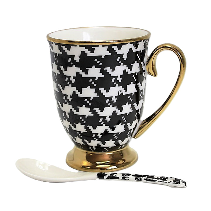 Mug Pepite Gold Handle Base Spoon Porcelain Exclusive, Queen Isabel