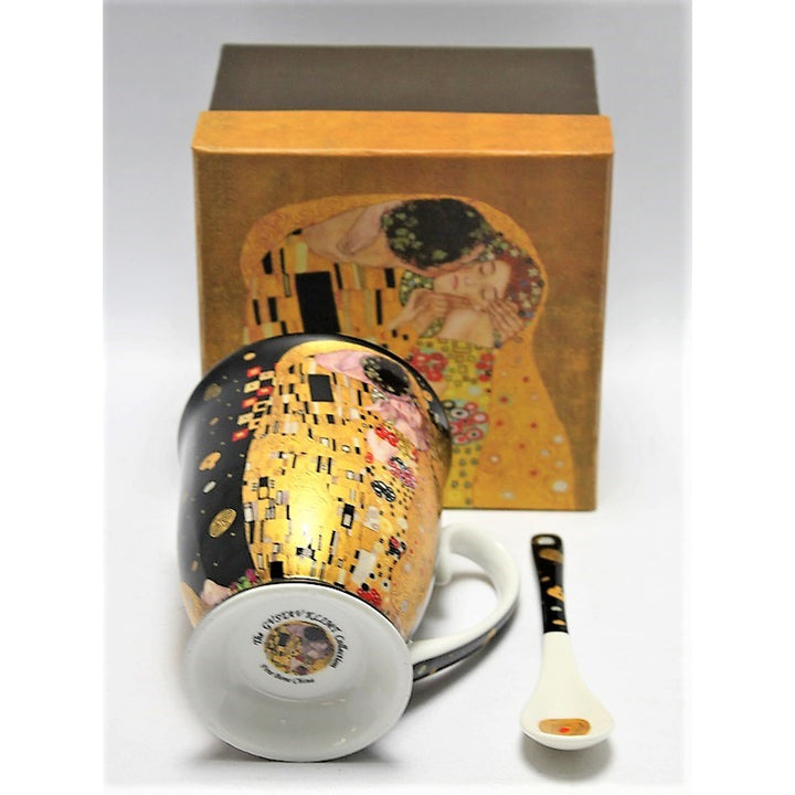 Tasse en porcelaine Reine Isabel avec cuillère, cuillère, motif Baiser de Klimt, 300ml, W9KL338-09121
