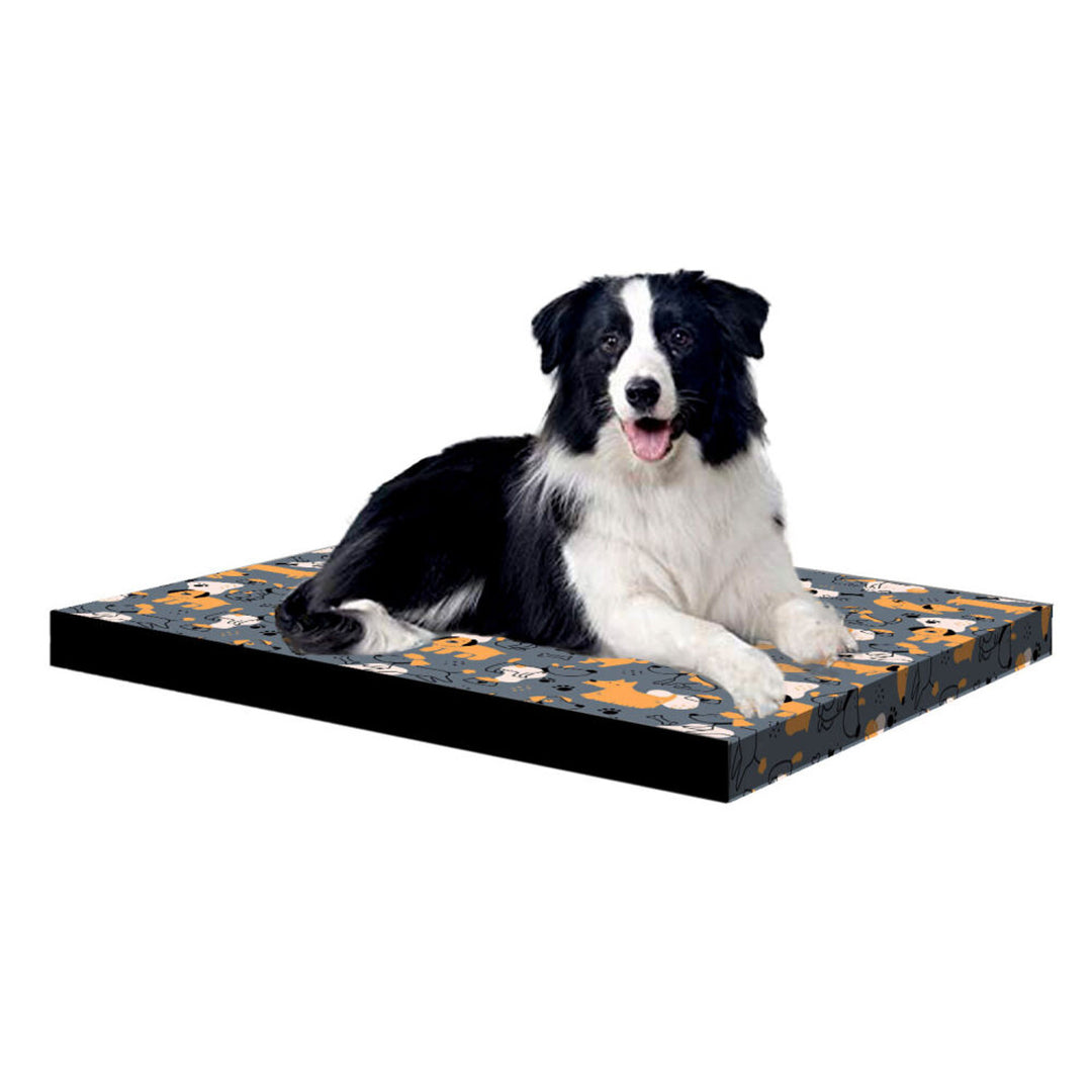 Matelas pour chien Bertoni XL, mousse, housse imperméable, motif Chiens gris, EE146