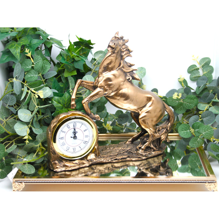 Figurine de cheval grimpant, horloge, sculpture en bronze, chiffres romains, reine Isabelle