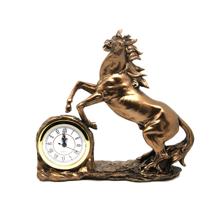 Figurine de cheval grimpant, horloge, sculpture en bronze, chiffres romains, reine Isabelle
