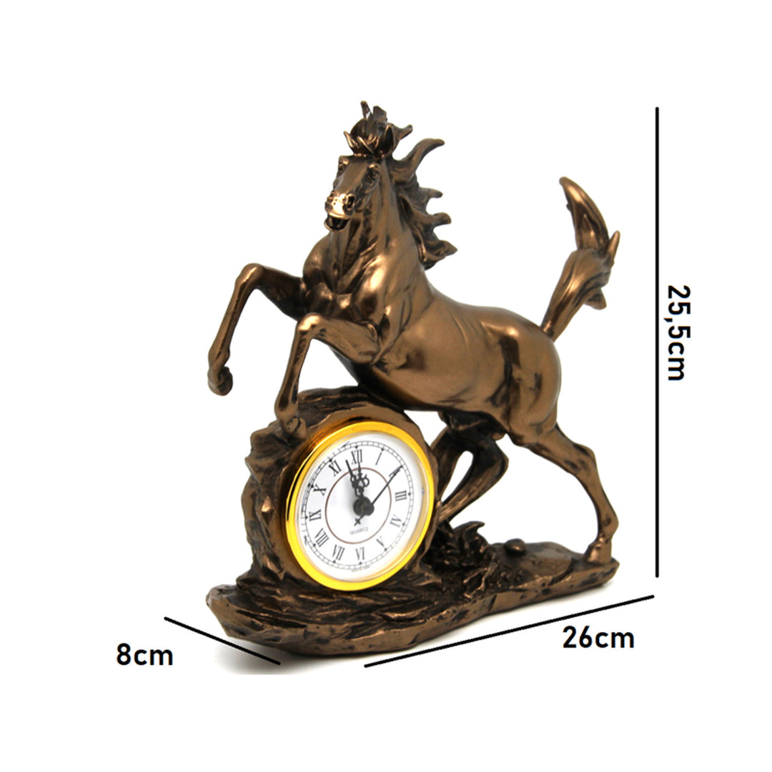Figurine de cheval sauteur, horloge, décoration en bronze, Reine Isabel