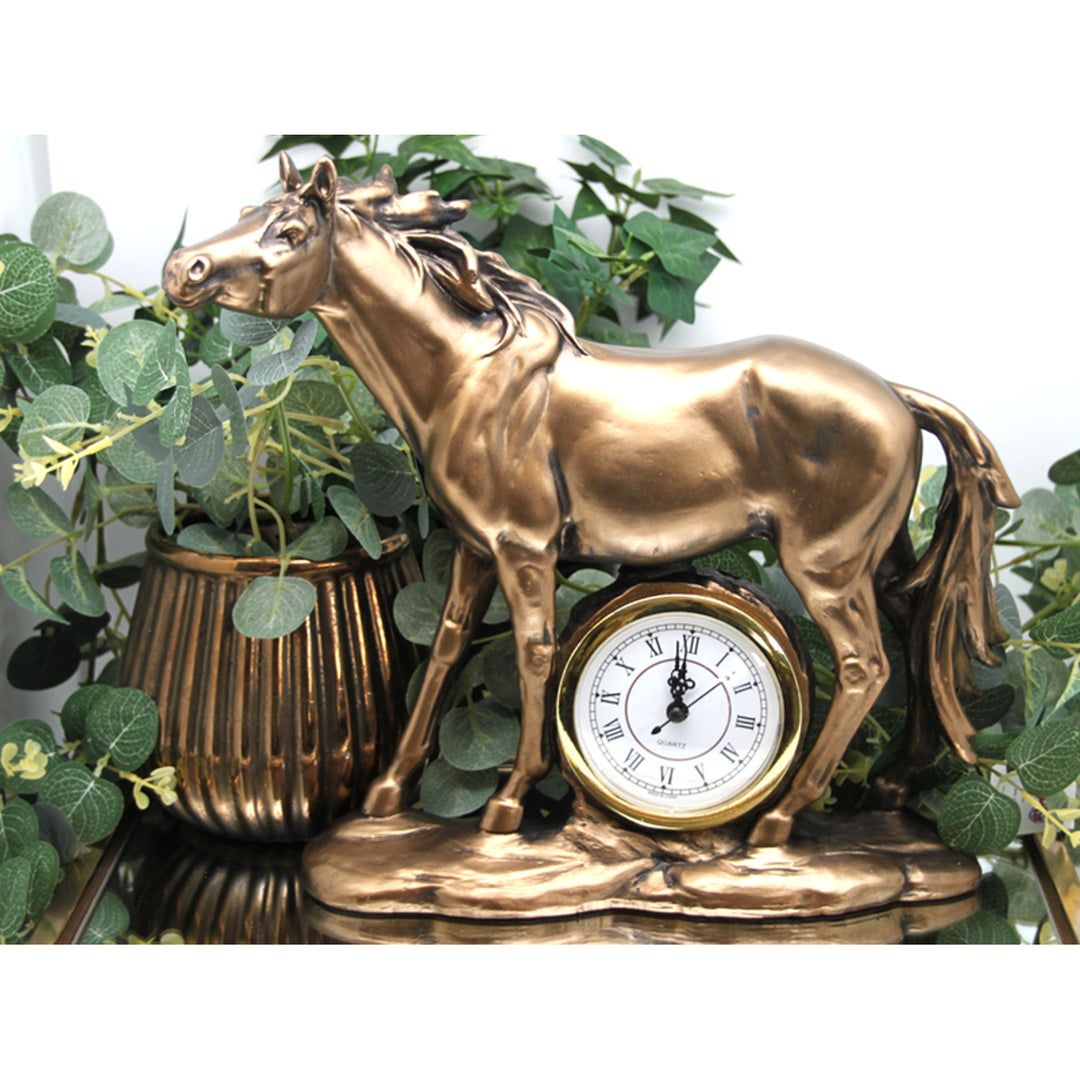 Figurine de cheval debout, horloge, sculpture décorative en bronze, Reine Isabel