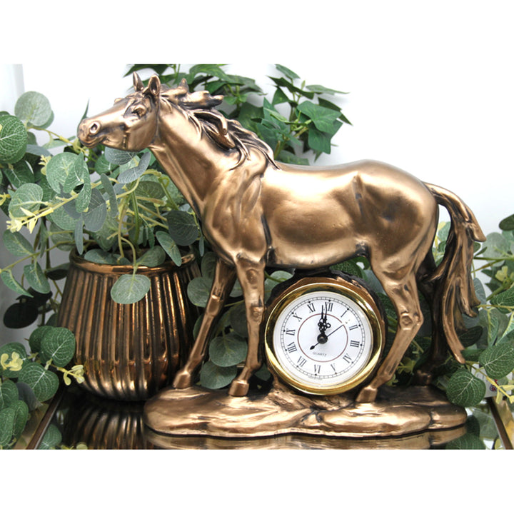 Figurine de cheval debout, horloge, sculpture décorative en bronze, Reine Isabel