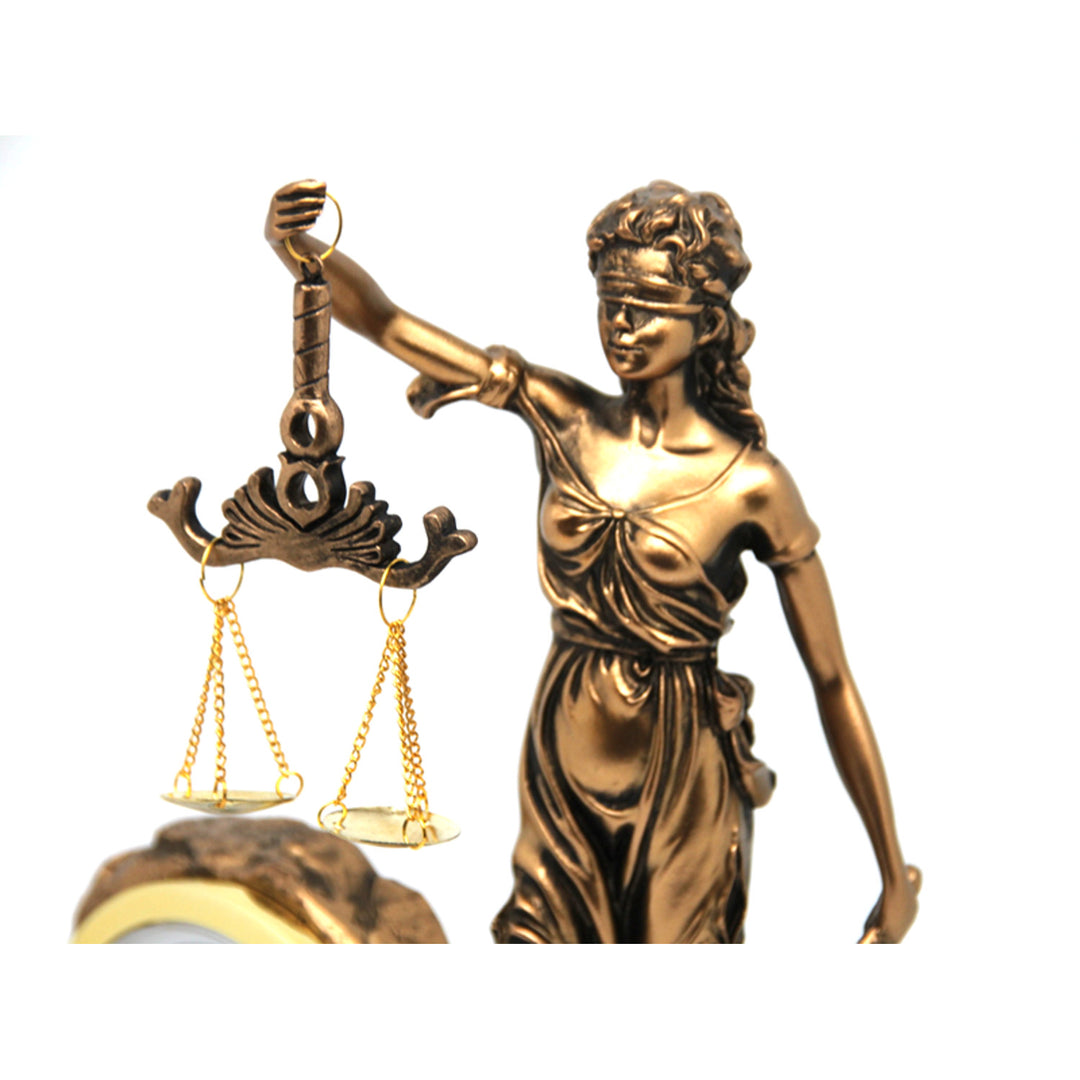 Figurine de Temida Déesse de la Justice, horloge, Reine Isabel