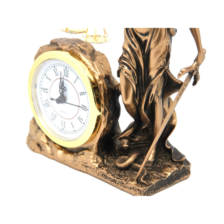 Figurine de Temida Déesse de la Justice, horloge, Reine Isabel