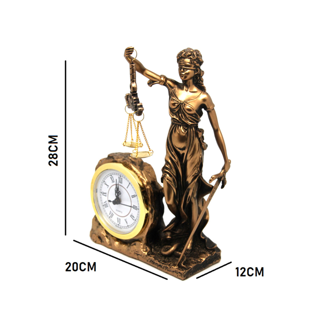 Figurine de Temida Déesse de la Justice, horloge, Reine Isabel