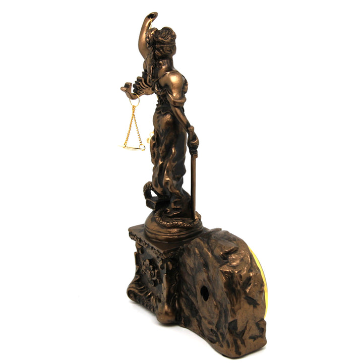 Figurine de Thémis avec balance et épée, horloge, décoration en bronze, reine Isabelle