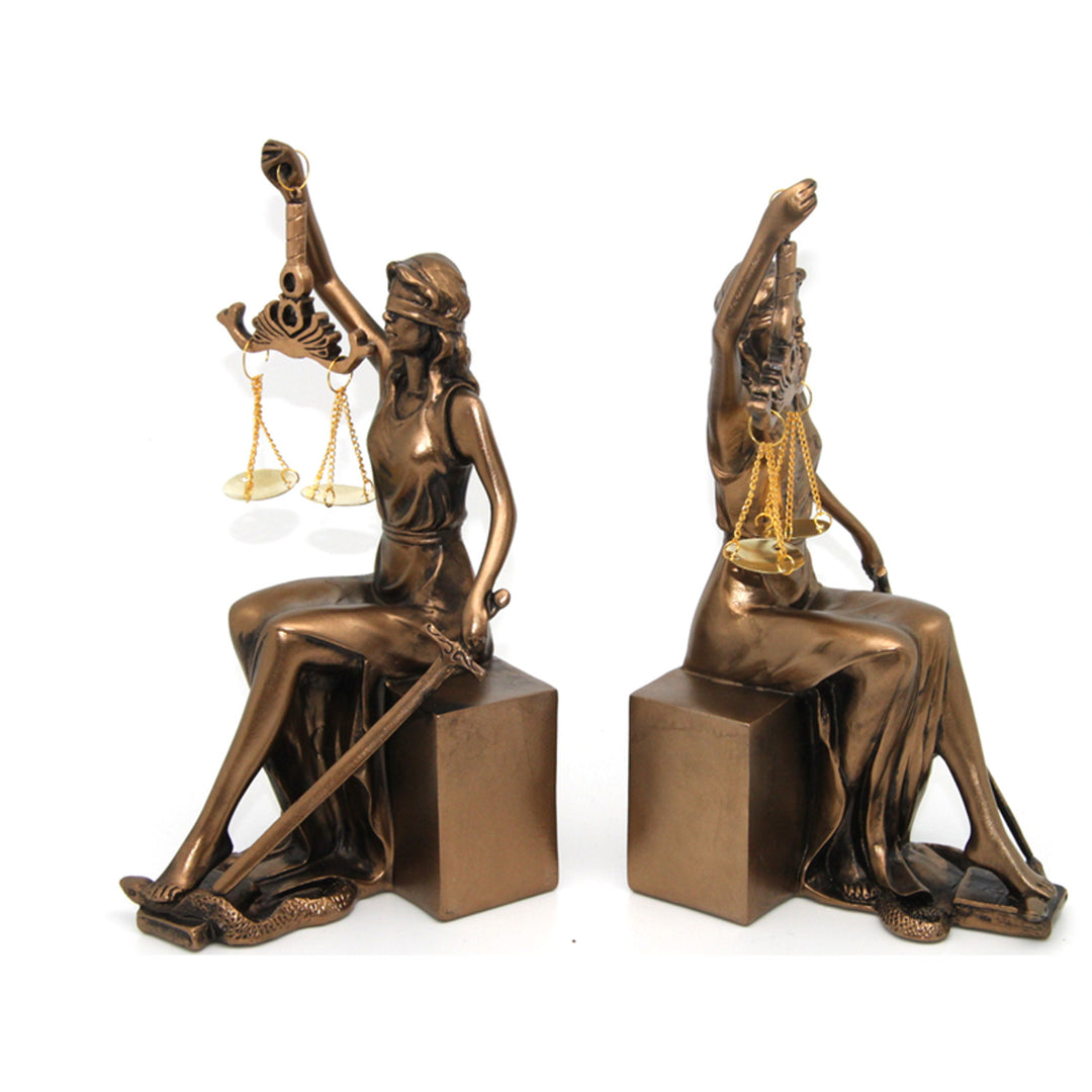 Figurines de Thémis avec balance et épée, repose-livres, reine Isabelle, 2 pièces