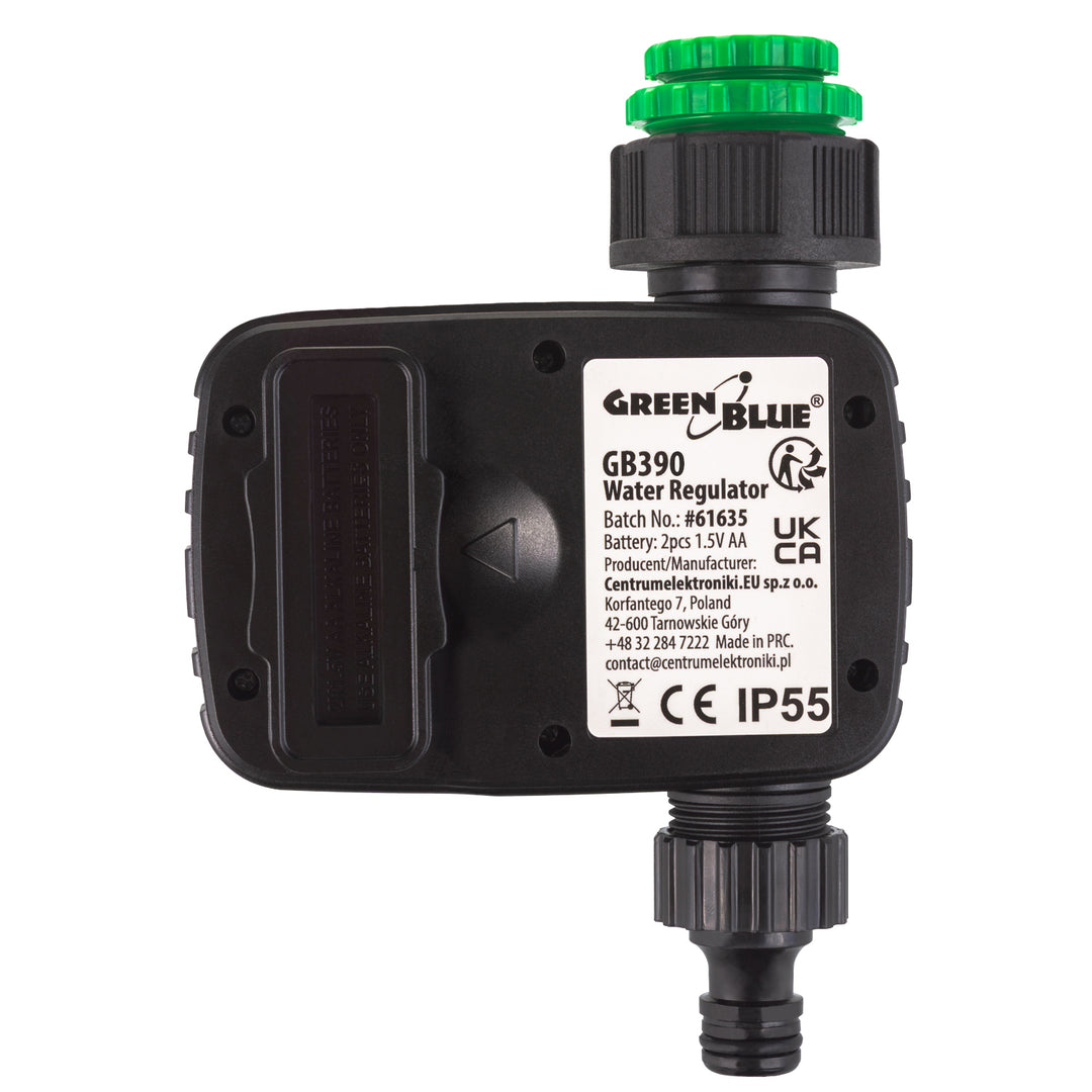 Programmateur d'irrigation électronique GreenBlue, programmateur, alimentation 2x1.5V AA, GB390 + 2x pile alcaline Varta Industrial AA