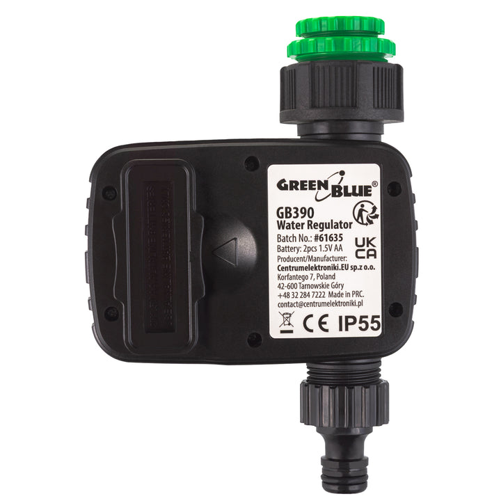 Programmateur d'irrigation électronique GreenBlue, programmateur, alimentation 2x1.5V AA, GB390 + 2x pile alcaline Varta Industrial AA