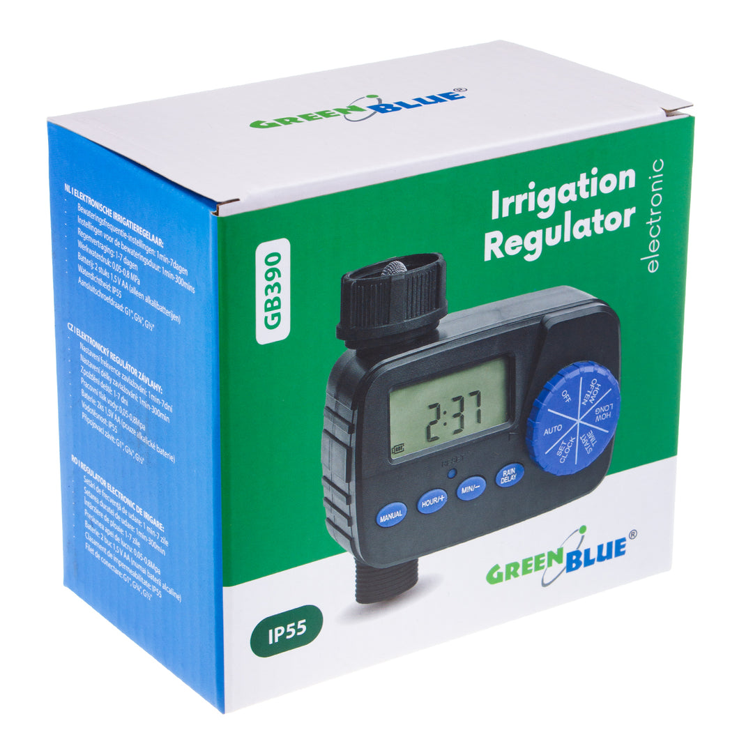 Programmateur d'irrigation électronique GreenBlue, programmateur, alimentation 2x1.5V AA, GB390 + 2x pile alcaline Varta Industrial AA