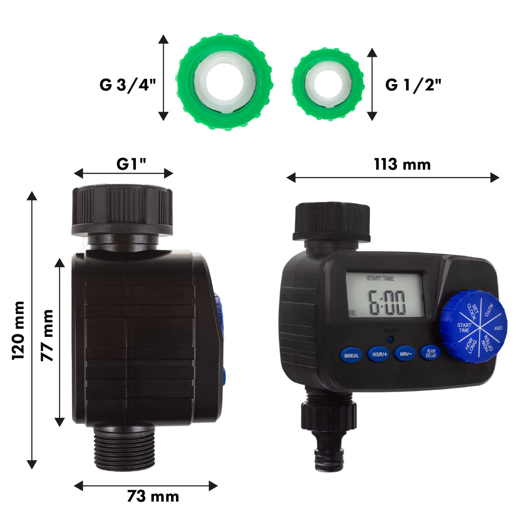 Programmateur d'irrigation électronique GreenBlue, programmateur, alimentation 2x1.5V AA, GB390 + 2x pile alcaline Varta Industrial AA