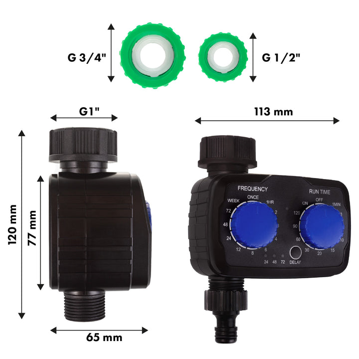 GreenBlue contrôleur électronique d'irrigation, programmateur, alimentation 2x 1.5V AA, GB391 + 2x Varta Industrial piles alcalines AA