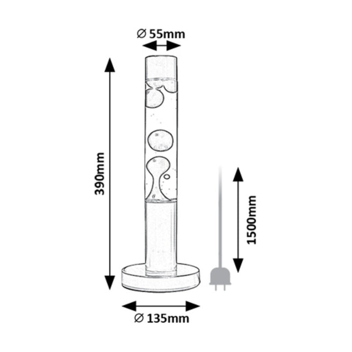 Lampe lava LED Rabalux, puissance 25 W, 3000 K, cire rouge, Lavastic