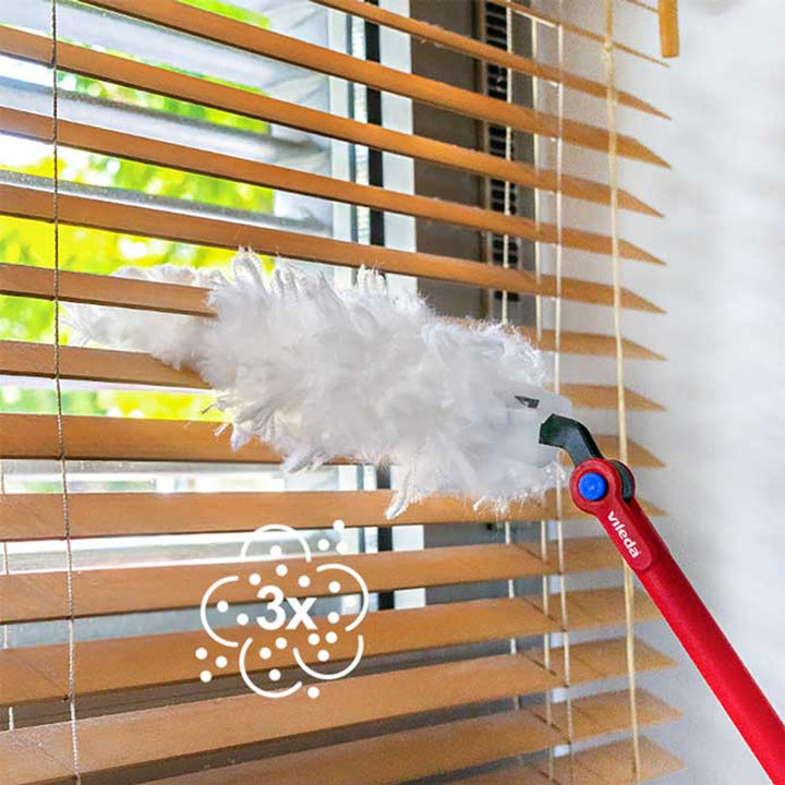 Vileda Flex&Catch balai dépoussiérant, long manche, 1 recharge incluse, antidérapant, tête flexible, 179434