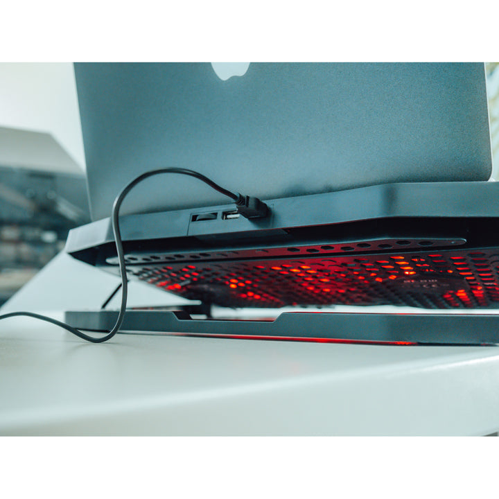 Support de refroidissement pour ordinateur portable Blow Hurricane, quatre ventilateurs, éclairage rouge, hub USB intégré