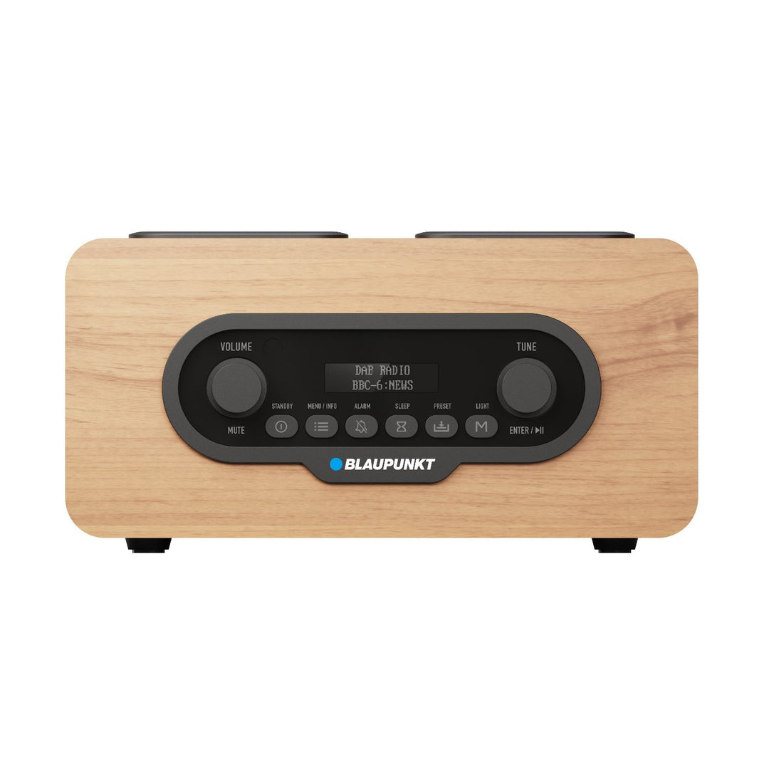 Radio portable Blaupunkt, radio numérique DAB+ et tuner FM, Bluetooth, sortie casque, lecteur USB et microSD, écran LCD, fonction horloge et alarme, alimentation par batterie rechargeable USB-C, DR10CR.