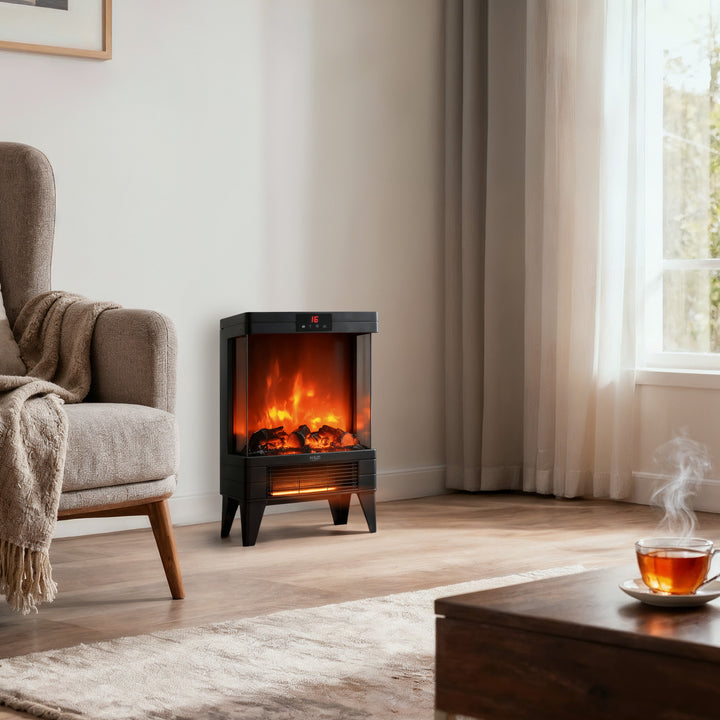 Cheminée électrique LED avec télécommande, 2 puissances de chauffe 1000W/2000W, thermostat, Adler AD 7755