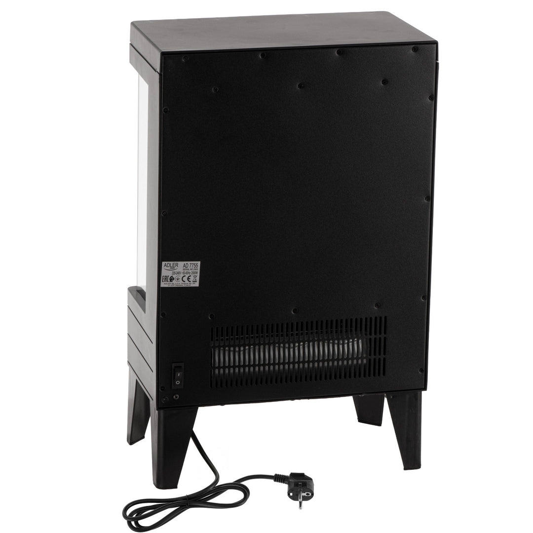 Cheminée électrique LED avec télécommande, 2 puissances de chauffe 1000W/2000W, thermostat, Adler AD 7755