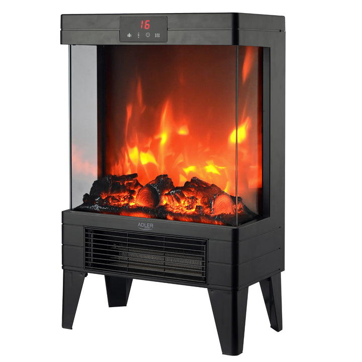 Cheminée électrique LED avec télécommande, 2 puissances de chauffe 1000W/2000W, thermostat, Adler AD 7755