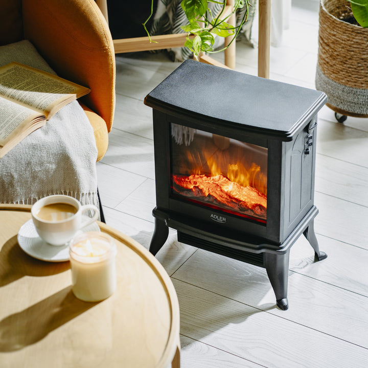 Cheminée électrique Adler, 2 niveaux de chauffage, puissance max. 1800W, thermostat, effet flamme 3D, AD 7754