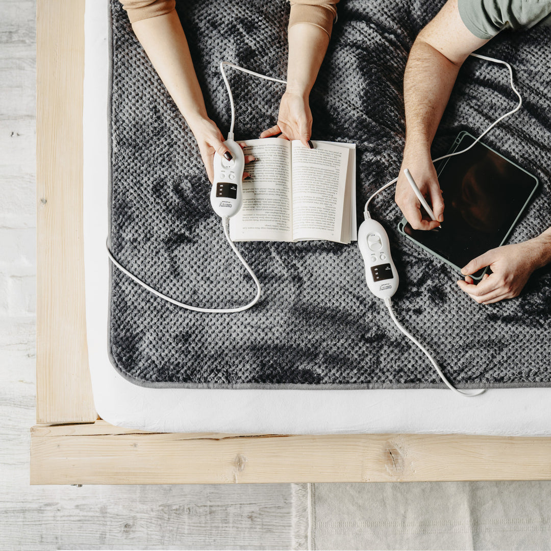 Couverture électrique Camry, pour 2 personnes, dimensions 150x160cm, 8 niveaux de chauffage, puissance 2 x 60W, gris, CR 7417