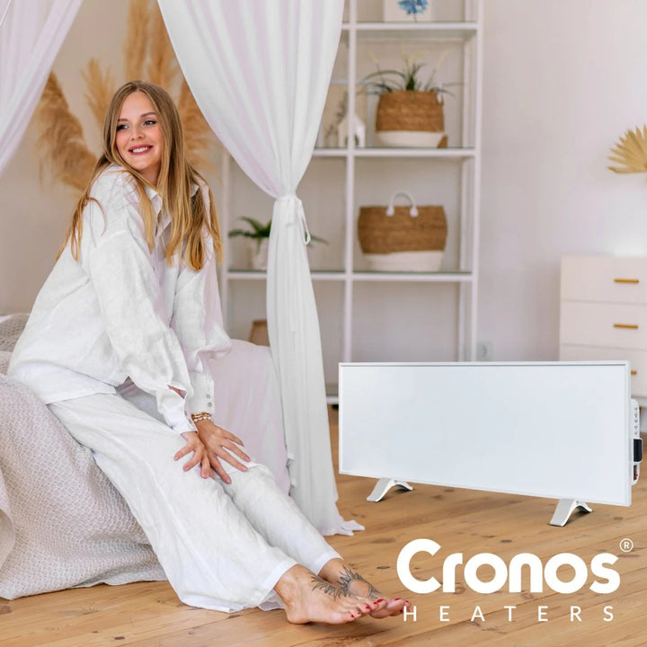 Chauffage infrarouge Cronos, 330W, blanc, anti-allergique, ultra-mince, surface mate, chauffe une surface jusqu'à 12m2, Synthelith PRO CRP-330TWP Blanc