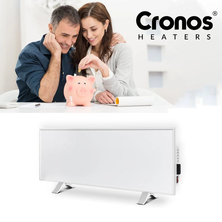 Chauffage infrarouge Cronos, 330W, blanc, anti-allergique, ultra-mince, surface mate, chauffe une surface jusqu'à 12m2, Synthelith PRO CRP-330TWP Blanc