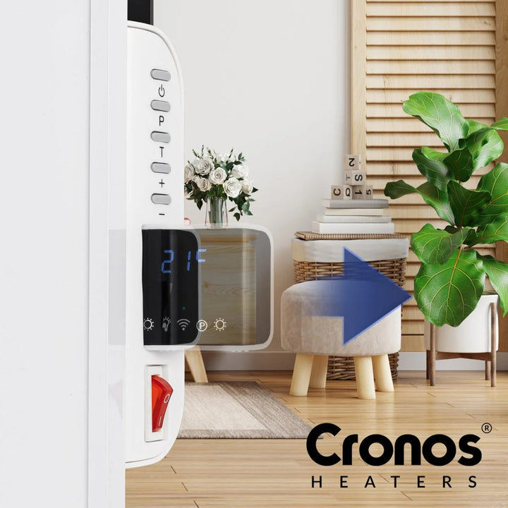 Chauffage infrarouge Cronos, 330W, blanc, anti-allergique, ultra-mince, surface mate, chauffe une surface jusqu'à 12m2, Synthelith PRO CRP-330TWP Blanc