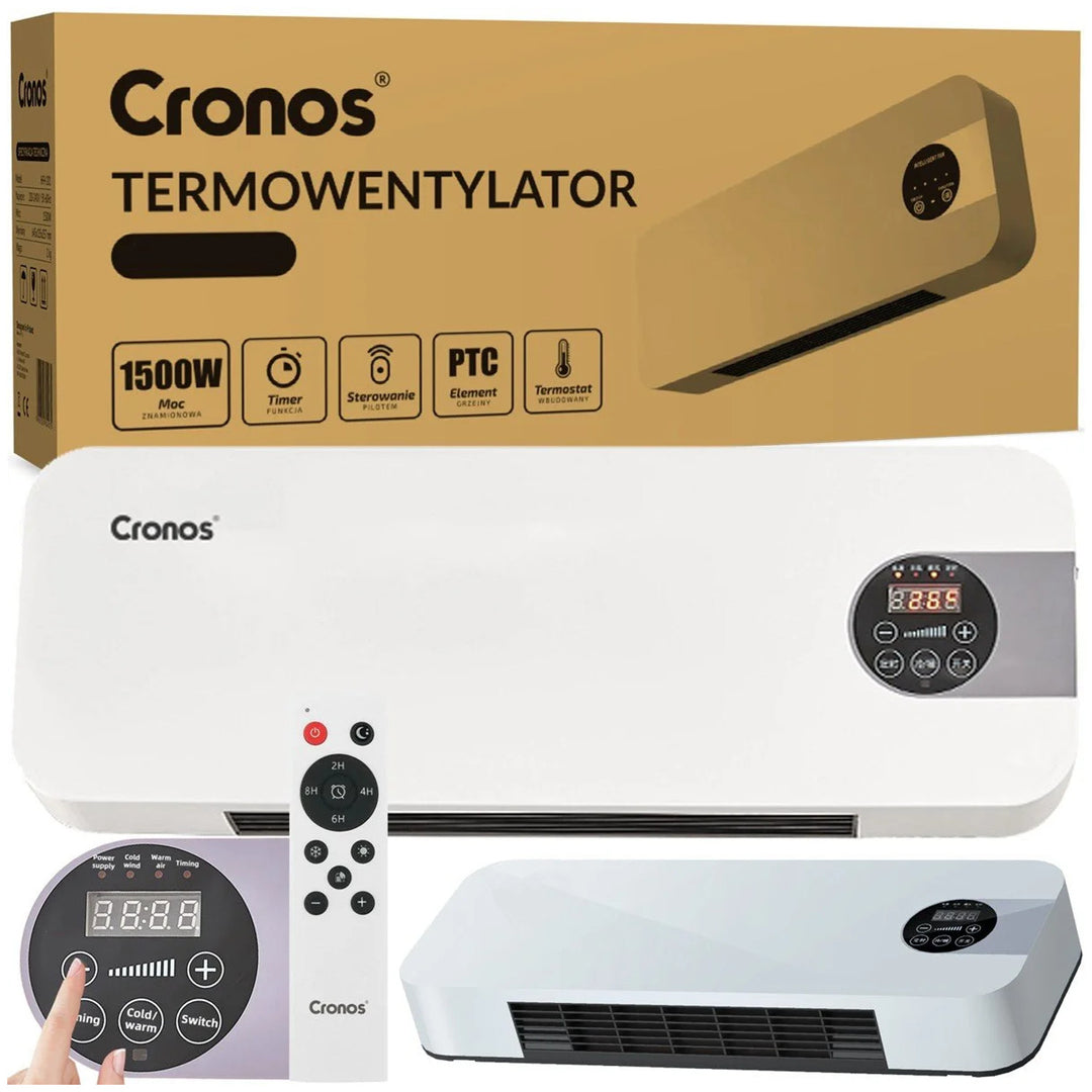 Rideau d'air à ventilateur Cronos, 1500W, faible consommation d'énergie, grand angle de soufflage, télécommande, HFH-201