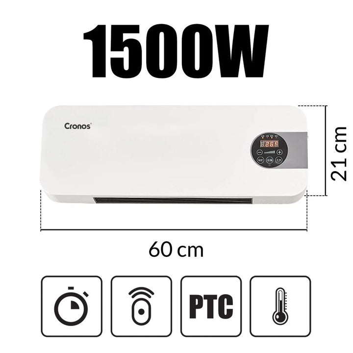 Rideau d'air à ventilateur Cronos, 1500W, faible consommation d'énergie, grand angle de soufflage, télécommande, HFH-201