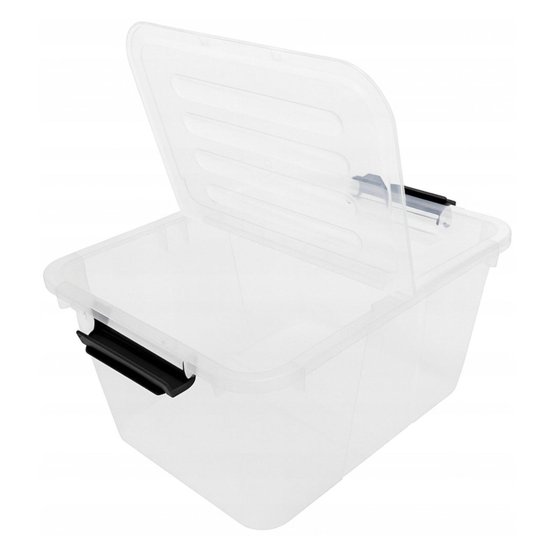 Plast Team Home Box Flex 15L conteneur à double couvercle, couvercle rabattable, clips de sécurité, transparent, 23010800