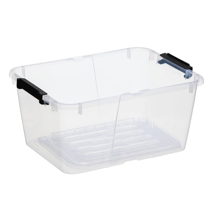 Plast Team Home Box Flex 15L conteneur à double couvercle, couvercle rabattable, clips de sécurité, transparent, 23010800