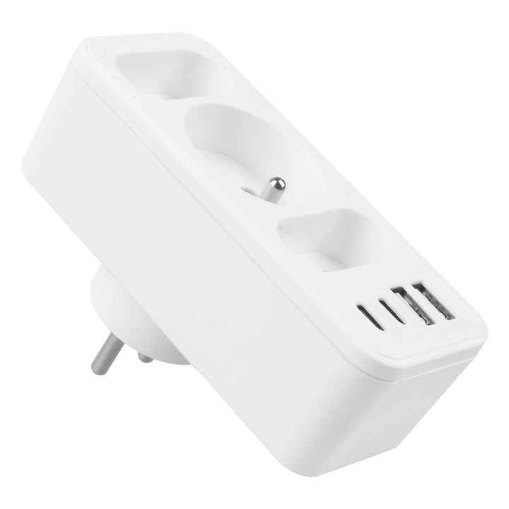 Prise de courant x3 + 4xUSB Maclean, répartiteur 3 prises, 2xUSB A, 2xUSB C PD 20W, 1x16A + 2x6A, MCE248 F/W, 3 pièces
