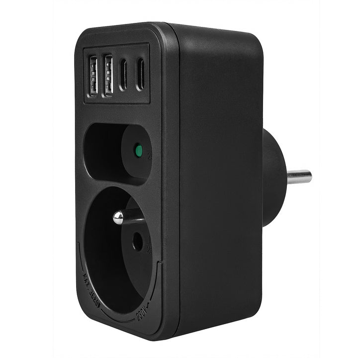 Prise de courant Maclean x2 + 4xUSB, répartiteur avec 2 prises, 2xUSB A, 2xUSB C PD 20W, 1x16A + 1x6A, MCE249 F/B, 2 pièces