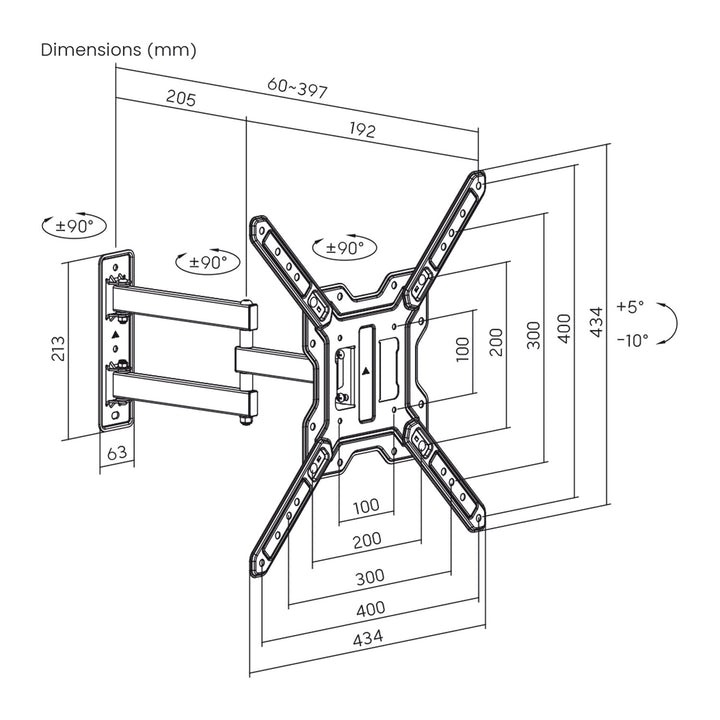 Support / fixation pour téléviseur ou écran Maclean, 23-65" max., charge max. 30 kg, universel, VESA 400x400 max., MC-759 N
