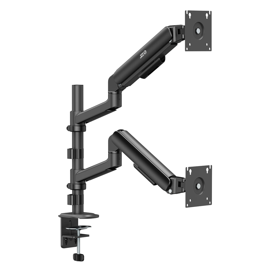 Support / fixation pour 2 écrans Ergo Office, vérin à gaz, 17"-32", 1-10 kg, noir mat, ER-692 B