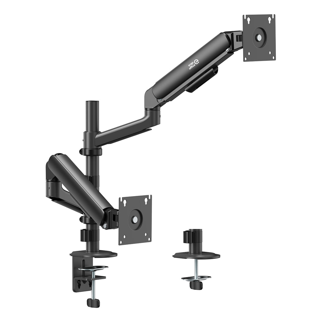 Support / fixation pour 2 écrans Ergo Office, vérin à gaz, 17"-32", 1-10 kg, noir mat, ER-692 B