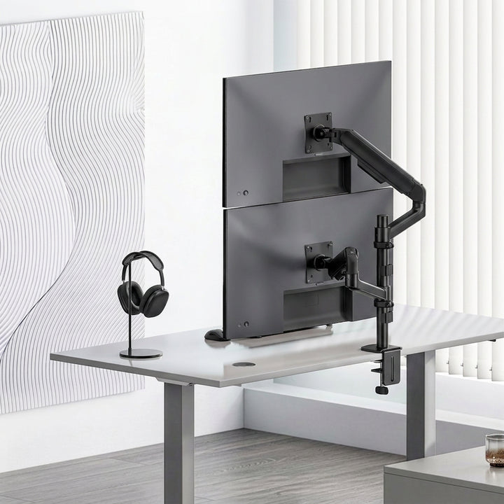 Support / fixation pour 2 écrans Ergo Office, vérin à gaz, 17"-32", 1-10 kg, noir mat, ER-692 B