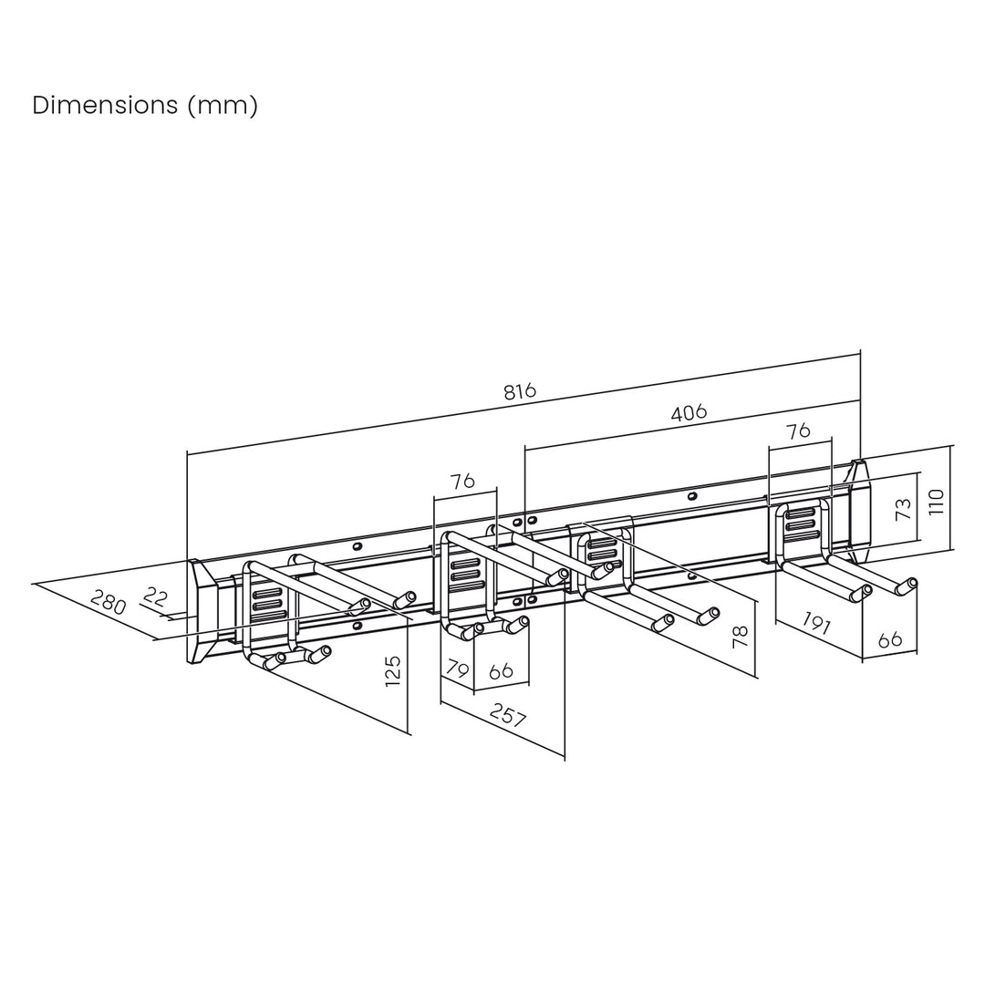 Organiseur mural pour outils Maclean, en acier, charge maximale 136 kg, largeur 816 mm, MC-178