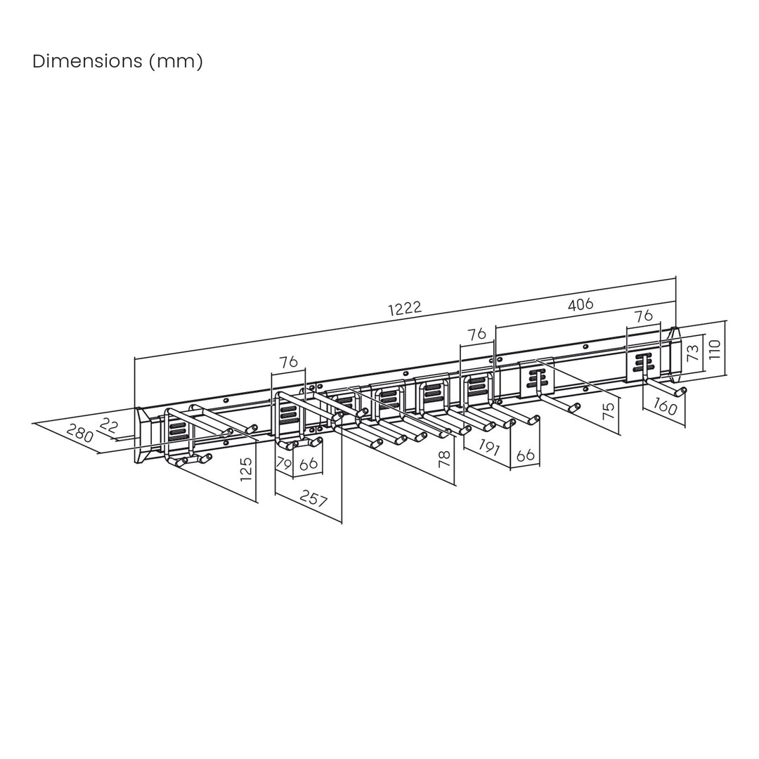 Organiseur mural pour outils Maclean, en acier, charge maximale de 228 kg, largeur 1 222 mm, MC-179