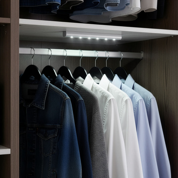 Lampe de cuisine Maclean 6LED sous l'armoire, oblongue, avec détecteur de mouvement, 5xAA, MCE123 + 5x AAA pile alcaline Varta Industrial