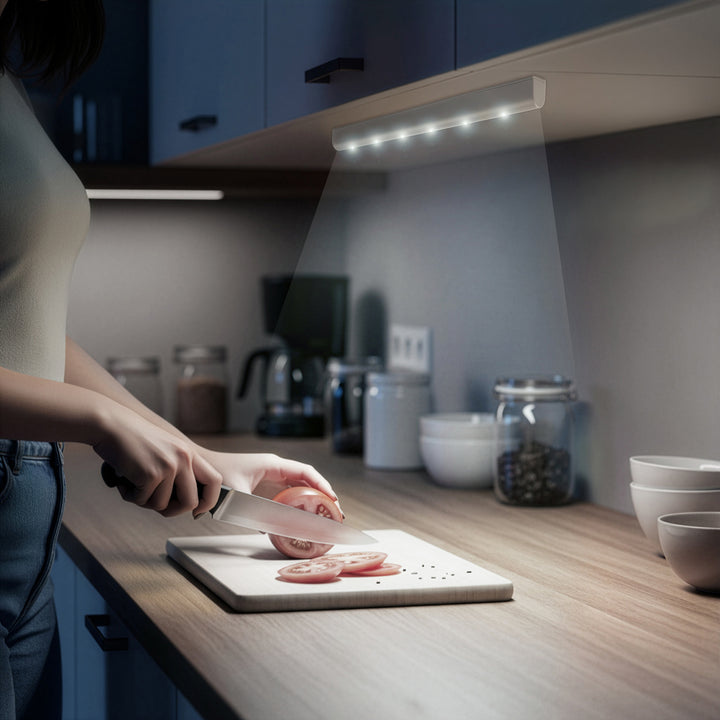 Lampe de cuisine Maclean 6LED sous l'armoire, oblongue, avec détecteur de mouvement, 5xAA, MCE123 + 5x AAA pile alcaline Varta Industrial