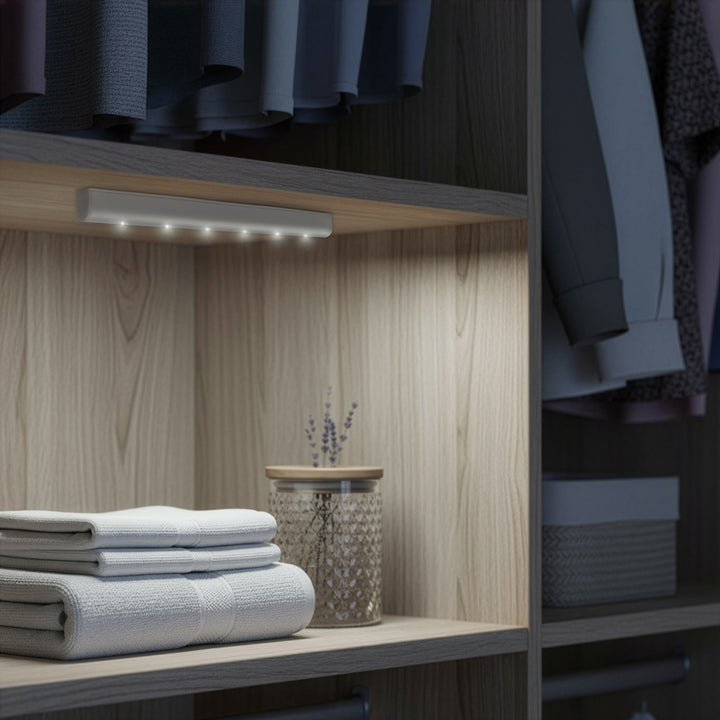 Lampe de cuisine Maclean 6LED sous l'armoire, oblongue, avec détecteur de mouvement, 5xAA, MCE123 + 5x AAA pile alcaline Varta Industrial